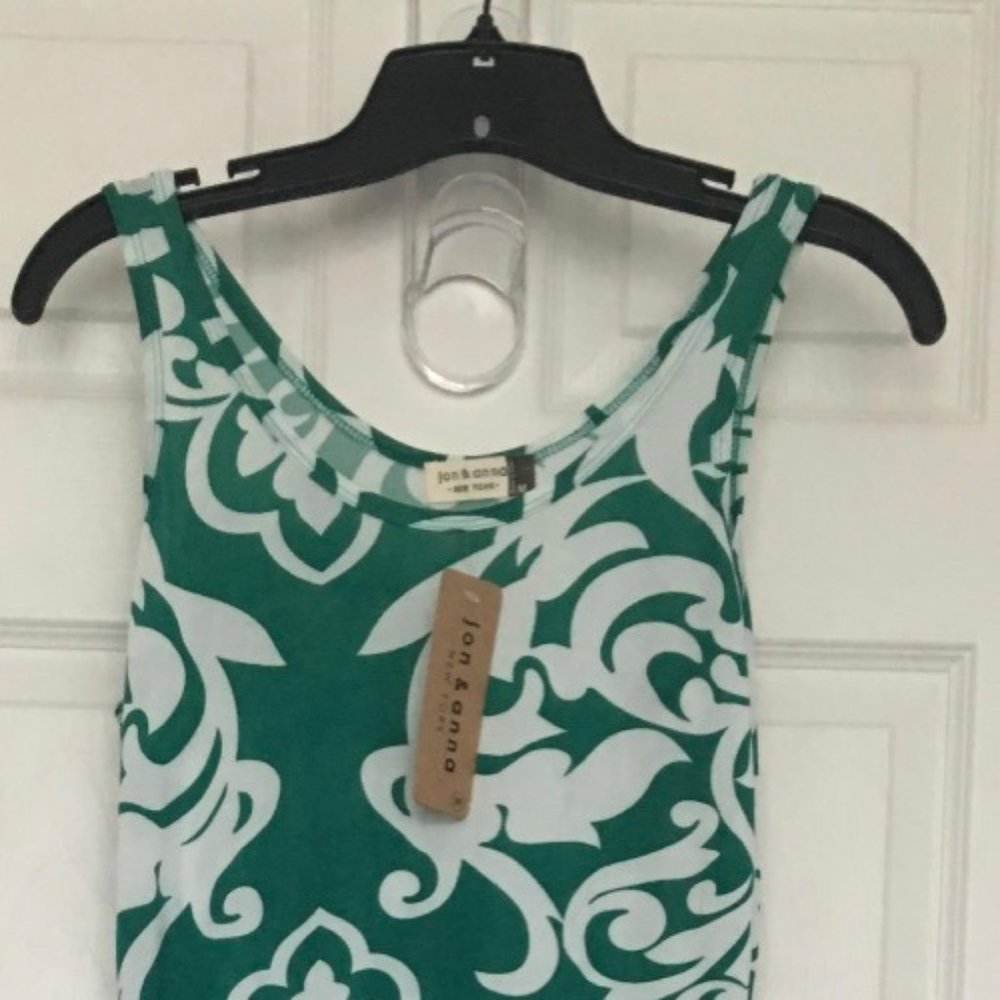Slip on sleeveless Green and white Maxi dress